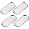 QUARKZMAN 4pz Acciaio Inox Vassoio Decorativi Bagno Vassoi Trucco Cosmetici Vassoi Piccolo Vassoio per Candele Dessert Portaoggetti(Argento 9 x 3.5)