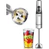 LEBENLANG Frullatore a immersione 1200W in acciaio inox - Misurino da 800 ml & paraspruzzi I Regolazione continua & turbo I Frullatore tritatutto multifunzione I Minipimer Mixer cucina Hand blender