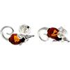 SilverAmber Jewellery Orecchini a lobo a forma di topolino in vera ambra baltica naturale e argento Sterling 925, GL188, Argento, Ambra