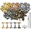 QUARKZMAN 100 Set Rivetti in Pelle 9mm x 10mm Elementi Fissaggio Borchie Rivetto a Doppio Cappuccio Metallo 3Pz Montaggio Chicago per Borse Scarpe Pelle Riparazioni, Colori Multipli