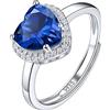 Suplight Anello Cuore Donna Anello Cuore Regolabile Anello Donna Argento 925 Regolabile Anello Blu Zaffiro Anello Regolabile con Pietra Blu Settembre con Confezione Regalo