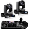 Chameye Telecamera PTZ NDI Kit, 30x Zoom ottico, AI Tracciamento, 3G-SDI HDMI USB3.0, 2 Telecamere NDI PTZ 30x + Controller per eventi educativi di culto in chiesa, C730Nx2+E300 - K230N