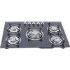 Kanbihao Piano Cottura 5 Fuochi Gas, Cucina a Gas in Vetro Temperato, Piano Cottura con Accensione Elettrica, Protezione della Fiamma 77x51x7cm