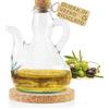 Viste-lo Oliera vetro semi-artigianale dispenser olio bottiglia olio vetro oliva salvagoccia olio contenitore porta olio || Bottiglie dosatore olio | dispenser olio da cucina oliera da tavola (500 ML CORKBASE)
