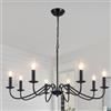 MRHYSWD Lampadario Nero Vintage, 8 Luci Industrial Lampadario Camera Da Letto Soggiorno Cucina, Lampadario Da Soffitto Classico, Lampadario Ferro Battuto, Altezza Regolabile, Senza Lampadine E14