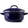 BK Indigo Patrimonio Olandese Casseruola Rotonda Smaltata con Coperchio con Rivestimento Antiaderente Ceramico Senza PFAS, 26 cm/5,2 Litri, Induzione, Lavabile in Lavastoviglie e in Forno, Blu Cobalto