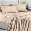 Utopia Bedding Set Lenzuola Una Piazza e Mezza 4 Pezzi 135x190 cm - Microfibra di Poliestere - Lenzuolo con Angoli con Tasche Portaoggetti, Lenzuolo Piatto e 2 Federe Ricamate, Beige