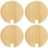 sourcing map 4 coperchi in bambù con foro per cucchiaio da 8 cm, copertura per tazza in legno per condimenti e tazze da caffè