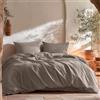 GAMUSI Set copripiumino per letto 80/90, tinta unita, 100% cotone, copripiumino 150 x 220 cm e federa per cuscino, traspirante, morbido, colore grigio scuro