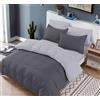 CDV Casa di Venere Set di Biancheria da Letto 3 Pezzi, Microfibra Set Copripiumino per Letto Matrimoniale Chiusura a Zip con Lenzuolo con angoli e 1 federa, Grigio, Singolo