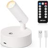 URTOM Faretto LED wireless per interni con telecomando, dimmerabile, a batteria, con timer, ricaricabile, per piante, decorazione da parete, confezione da 1
