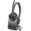 Poly Voyager 4320 UC, Cuffia Senza Filo, Connessione Bluetooth 5.1 e Dongle USB-C BT700, Cuscinetti in Similpelle, Autonomia 24 Ore, Base per Ricarica, Compatibile con Windows 10 e macOS, Nero