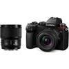 Panasonic DC-S5DWE-K Corpo macchina mirrorless Lumix S5D Full Frame, 24,2MP, registrazione 4K 60P, mirino Live View, Wi-Fi, Bluetooth, con Lente S-R1840E 18-40mm e S-S50ME 50mm, Nero, S5D (NUEVO)