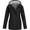 Generic Giacca impermeabile da donna, leggera, con cappuccio, traspirante, leggera, ripiegabile, funzionale, a vento, con tasche, Nero , M
