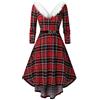 NaLatia Costume Adulto Vestiti Donna Elegante Lungo da Sera Natale Velluto V-Collo Vestito Babbo Natalizio Ragazza