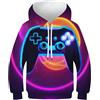 SAFGTXHTR Gioco Felpa Bambino Stampa 3D Joystick Pullover Divertente Sportivo Manica Lunga Cartone Animato Felpe con Cappuccioper con Cappuccio E Tasca A Marsupio 6-15 Anni