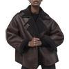 BeiRiJL Donna Spessa Faux Giacche In Pelle Per Le Donne Calde Miste di Lana Cappotti Giacca di Peluche Capispalla Femminile, Marrone scuro, XS
