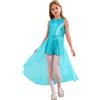 YiZYiF Bambina Vestito Principessa Paillettes Costume Natale Senza Maniche Abito da Festa Cerimonia Romper da Cocktail Azzurro 11-12 Anni