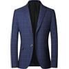 ZISTRCBAO Blazer da Uomo Slim Fit Giacca da Abito Casual Formale A 2 Bottoni - Giacca da Abito Smart Casual Top Blazer Scozzese alla Moda, Blazer da Uomo Classici con Risvolto, Blu Navy, XL
