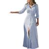 Jipersuo Vestito Spiaggia Nuovo abito casual con temperamento con maniche a tre quarti allentate di fascia alta, lavorato a maglia in cotone e lino europeo e americano Abito Scozzese Invernale (Blue, XXL)