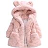 Suncadmious Ragazze Inverno Cappotti Caldi Orecchio con Cappuccio Giacca in Pile di Pelliccia Sintetica (Rosa,90 cm)