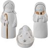 DRW Misterior - Nascita - Set di Natività in Ceramica in Bianco e Oro 33x13x14 cm