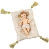 DRW Figura bambino Gesù su un cuscino in colore carne e oro 18x10x23 cm