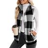Maeau Gilet invernale da donna, in peluche ispessito, termico, senza maniche, con orsacchiotto, gilet imbottito a quadri, con chiusura lampo, giacca in pile, taglia S-3XL, nero/bianco, S