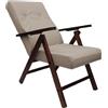 COSE DA CASA Poltrona in Legno Sedia sdraio Imbottita, Schienale Reclinabile, Made in Italy Seduta tessuto e Regolabile Ergonomica robusta (TESSUTO BEIGE)