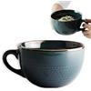 EVDZNA Tazza da Caffè Grande, 700ml Tazza da Caffè in Ceramica, Tazza da Caffè Grande con Manico, Tazza per Cereali, Tazza per Cappuccino, Ciotola in Porcellana, Adatta per Dessert al Latte(Verde Scuro)