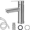 Minnhua Rubinetto Bagno Rubinetto Lavabo Monocomando Argento Rubinetto Bagno Rubinetto per Lavabo Alto in Acciaio Inossidabile Miscelatore per Controllo Acqua Calda e Fredda