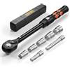 TAGVIT Chiave dinamometrica da 1/2 pollice, 30-210 Nm Set di chiavi dinamometriche da 8 pezzi con bussole da 17 mm 19 mm 21 mm 23 mm 24 mm ed estensioni da 75 mm/125 mm per motocicletta, auto, camion