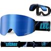 LECAGE Occhiali da Sci Maschera Snowboard Apribili Flip-Up - Senza Montatura Amplo Campo Visivo - Rivestimento REVO - UV400, Compatibile con Casco, Uomo Donna per Uomo Donna, Adatto a Motoslitta e Sport Neve