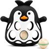 farout! Farout Pinguin Sonaglio - Massaggiagengive Baby & Montessori giocattolo giocattolo per bambini a partire dai 3 mesi, regalo per ragazzi e ragazze (nero)