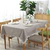 meioro Tovaglia A Strisce Tovaglie Rettangolare Tablecover in lino Tablecloth nappa a righe Adatto per Interni ed Esterni (Marrone/Strisce Bianche, 140×300cm)