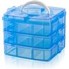 Daletu Scatola con Scomparti a 3 Livelli - Scatole Porta Minuteria per Giocattoli, Gioielli, Perline, Arte e Strumenti - Scatoline Plastica Trasparente Blu 18 Scomparti