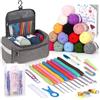 Coopay Set all'uncinetto portatile per principianti, set di uncinetti con 15 lana, borsa, accessori all'uncinetto, uncinetti ergonomici con manico morbido e ago in metallo, 2,0-10 mm, pratici