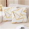 Jayusaror Federe Cuscini Divano 45x45 Bianco Oro Geometrica Copricuscini in Velluto Decorativi Autunno Inverno Elegante Moderno Fodere Cuscini per Divano Letto Arredamento Set 2 Pezzi