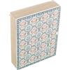 DRW Scatola sospesa in legno con piastrelle fiori in naturale e blu 20 x 5,5 x 26 cm