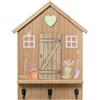 DRW Appendini in legno a forma di casa in naturale, 20 x 4 x 30 cm