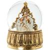 DRW Palla da neve con figura Natività Musicale in Resina a Corda in Bianco e Oro 15x15x20 cm