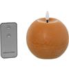 DRW Set di 4 candele a sfera di cera e LED con telecomando, colore caramello, 10 x 10 x 8,5 cm