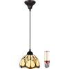 Uziqueif K, Tiffany Lampada a Sospensione,Plafoniera a Sospensione da 8, Paralume in Vetro, per Cucina, Lampadario Vintage per Sala da Pranzo, Soggiorno, Altezza Regolabile