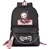 Yumenam Unisex Zaino con Porta di Ricarica USB Stampa 3D Kamado Nezuko Kimetsu no Yaiba Multifunzione Zaino da Viaggio Bookbag Daypack Borsa da Scuola Borsa da Viaggio per Anime Fans
