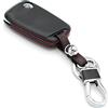 Finest Folia Custodia per chiave in pelle compatibile con VW Seat, nero e | Custodia protettiva su misura per chiave auto Keyless GO a 3 pulsanti, in pelle