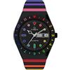 Timex Orologio da donna Q da 36 mm, cinturino elastico in acciaio inox nero, quadrante nero, cassa nera TW2V65900