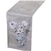 Alexandra House Living Runner da tavolo grigio tessile 180 x 30 cm fiori vaso velluto