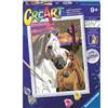 Ravensburger CreArt Cavalli al Tramonto Kit Pittura Bambini Tema Animali Cornice Inclusa