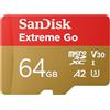 SanDisk 64GB Extreme Go scheda microSDXC + adattatore SD (per smartphones e Tablet Android, Action Cam, Drones, UHS-I, fino a 200 MB/s, 5K, 4K, UHD, V30, Rescue PRO Deluxe, Class 10, U3) per Amazon