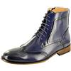 My Perfect Pair Stivaletti Chukka Brogue da uomo in stile italiano foderato in pelle Chelsea, Blu (Marina Militare), 43 EU